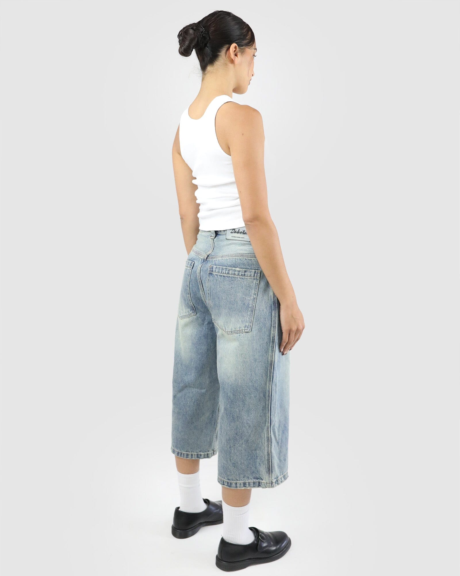 Relaxed 90's Long Jort: Weathered